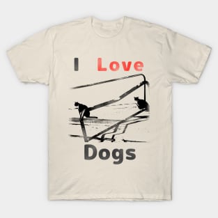 two cats but i love dogs T-Shirt